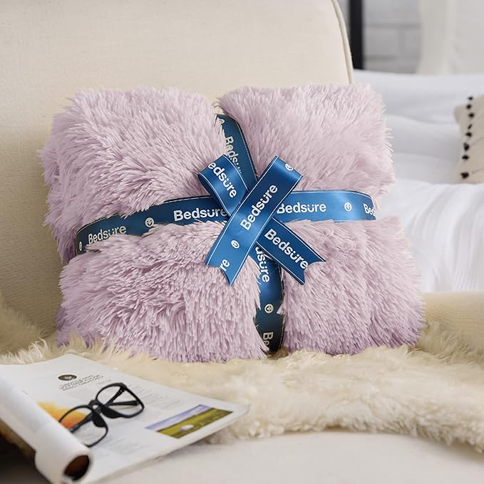 Bedsure GentleSoft Fluffy Lavender Purple Throw Blanket, Purple Decor Lilac Gifts for Teen Girls Women, Soft Cozy Fuzzy Plush Warm Thick Sherpa Fleece Faux Fur Blanket, Birthday Gifts for Her, 50x60