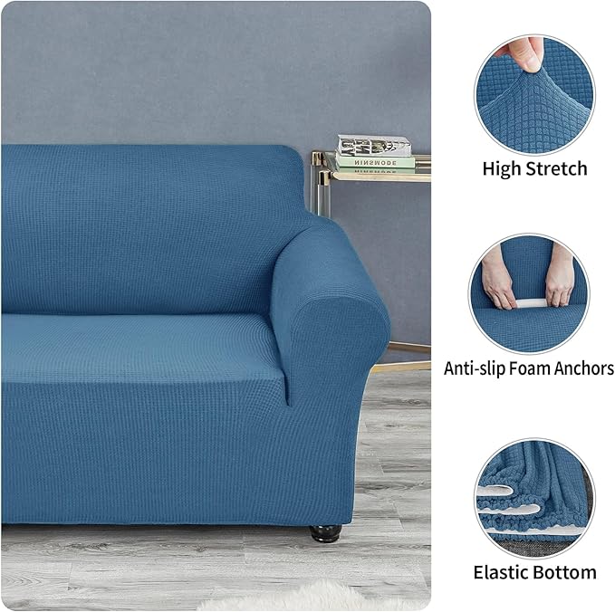 Joccun Stretch Couch Cover Slipcovers, 1-Piece Sofa Covers for 3 Cushion Couch Spandex Jacquard Washable Furniture Protector Cover for Living Room,Kids,Pets(Sofa,Niagara)