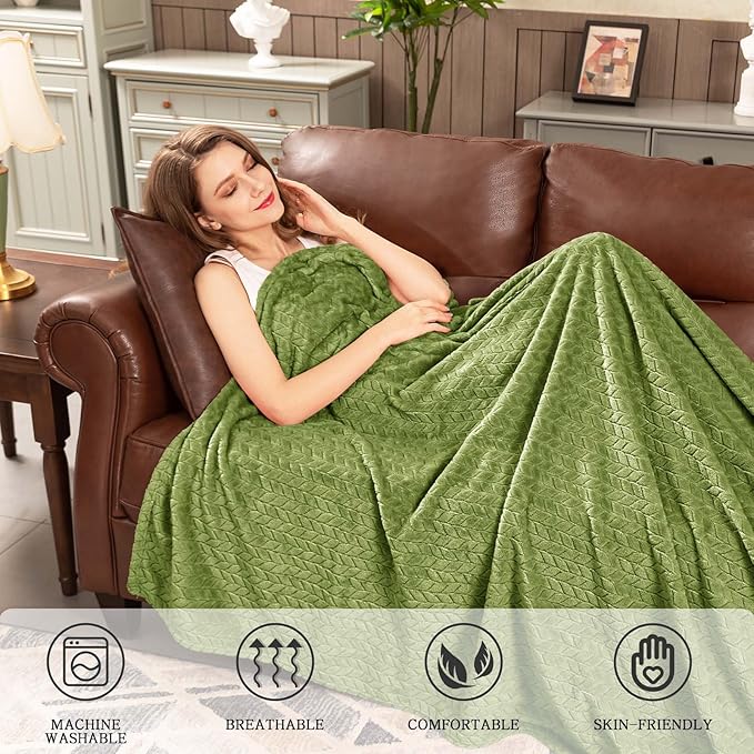 inhand Sage Green Fleece Throw Blanket for Couch, Super Soft Flannel Blanket, Lightweight Fuzzy Blankets Sofa Bed Office, Washable Cozy Plush Fleece Blankets&Throw for All Season(50x60 Inches)