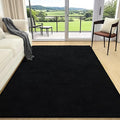 AROGAN Modern Shag Area Rug for Bedroom, 4x6 Feet Washable for Living Room, Indoor Floor Carpet, Plush Memory Foam Bedside for Kids Girls Teens Room, Low Pile Decor, Black