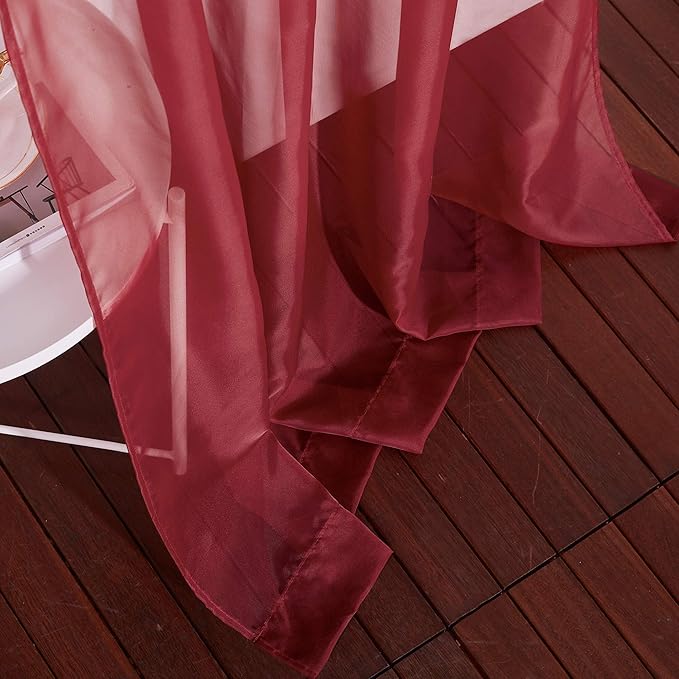 NICETOWN Voile Sheer Curtains - Transparent Light Weight Soft Window Treatment Curtain Panels with Grommet Top for Patio Door/Living Room (W54 x L84, Haute Red, 2 Panels)