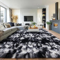 Pionblank 8x10 Rug for Living Room, Fuzzy Plush Large Area Rug, Fluffy Modern Shag Non Slip Soft Furry Carpet for Bedroom Kids Room Nursery Teens Dorm Home Decor, Black White