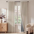 RYB HOME Warm Sand 100% Blackout Curtains for Bedroom, Linen Drapes Back Tab&Rod Pocket, Thermal Insulated Privacy Assurd Curtains for Sliding Glass Doors/Dining/Living Room, W52 x L108, 2 Panels
