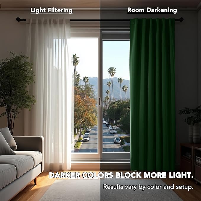 Deconovo Blackout Curtains, Thermal Insulated, W42 x L84 2 Panels, Back Tab, Machine Washable, Room-Darkening Drapes for Bedroom/Living Room Dark Forest