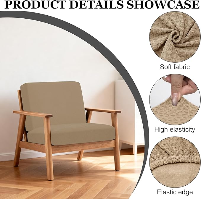 4Pcs Patio Stretch Cushion Covers,Outdoor Sofa Replacement Cover Slipcovers for Patio Furniture Cushion Covers, Washable Reusable Furniture Protector