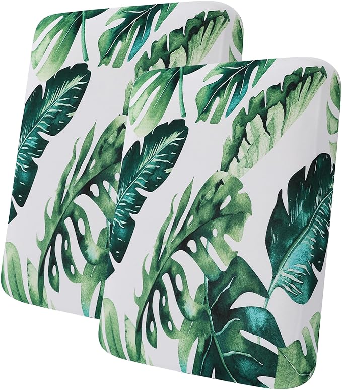 hyha Printed Couch Cushion Covers, Floral Sofa Covers Washable for 2 Cushion Couch, Stretch Pattern Outdoor Cushion Covers for Patio Furniture with Elastic Bottom(2 Packs, Monstera Deliciosa)