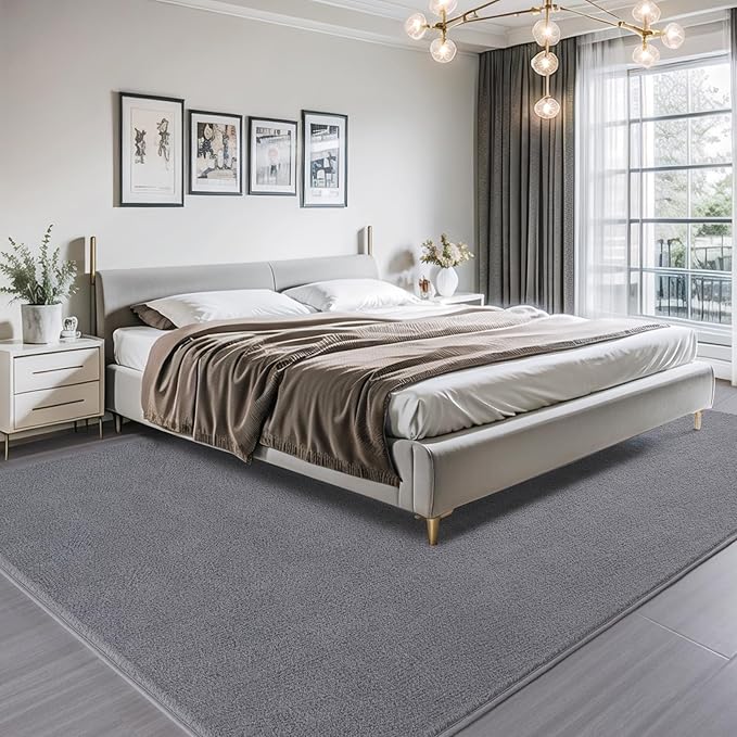 AROGAN Modern Shag Area Rug for Living Room, 6x9 Feet Washable Rugs for Bedroom, Indoor Floor Carpet, Plush Memory Foam Bedside Rugs for Kids Girls Teens Room Low Pile Rug Decor, Grey