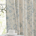 jinchan Linen Blend Curtain Floral Curtains for Living Room 84 Inch Length Blue Printed Curtain Rod Pocket Back Tab Farmhouse Peony Flower Patterned Drapes Bedroom Window Curtains Set 2 Panels