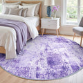 Washable Area Rugs 8ft Non-Slip Modern Abstract Soft for Living Room Entryway Bedroom Nursery, Print Pattern, Purple Gray Pink White