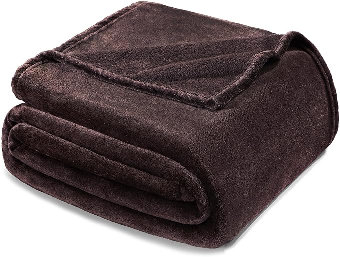 Exclusivo Mezcla Fleece Blanket King Size for Bed, Super Soft and Warm, All Season, Cozy, Plush, Lightweight, 90x104 Inches, Coffee