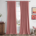 MIULEE 100% Blackout Linen Curtains for Bedroom, Dusty Rose Solid Luxury Decor Thermal Insulation Room Darkening Drapes for Living Room Nursery Back Tab Rod Pocket 42 x 96 Inches, 2 Panels