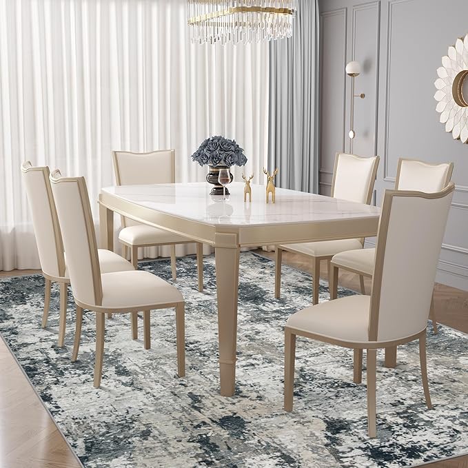 XLUEZ 6x9 Area Rugs for Living Room, Washable Modern Abstract Large Area Rug Neutral Soft Non Slip Kids Rug Stain Resistant Indoor Carpet for Bedroom Nursery Dining Room Playroom(GreyWhite, 6'x9')