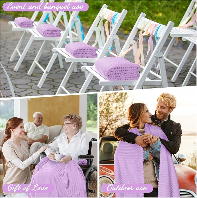 Buryeah 6 Pcs Flannel Throw Blanket Bulk 50 x 60 in Sleepover Blanket Outdoor Wedding Throw Lightweight, Oeko-tex Standard 100 Certified for Sofa Homeless Gifts (Lavender Purple)