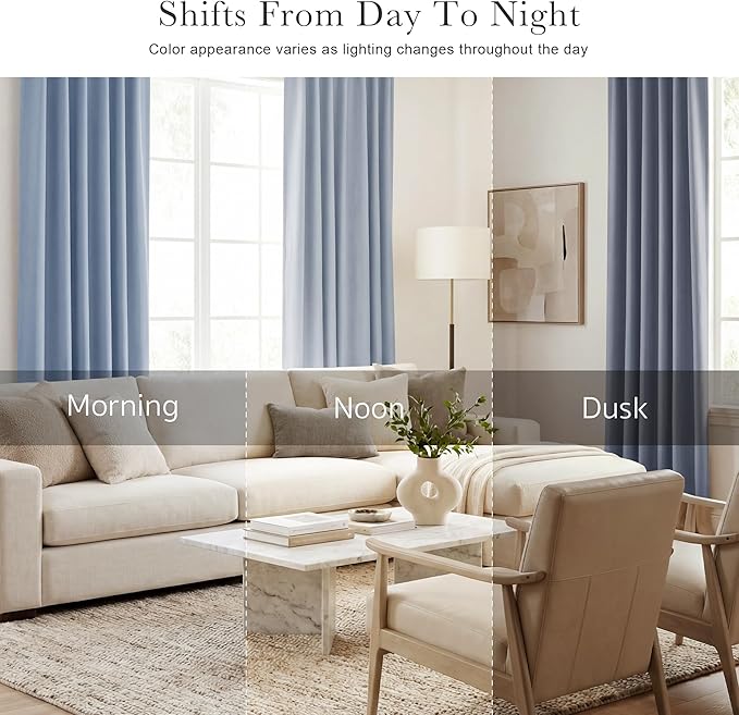 PONY DANCE Short Blackout Curtains Set - Nursery Short Curtain Panels Thermal Insulated Window Treatments Back Tab/Rod Pocket Light Blocking for Bedroom, 42 Wide 45 Long, Pigeon Blue, 2 Panels