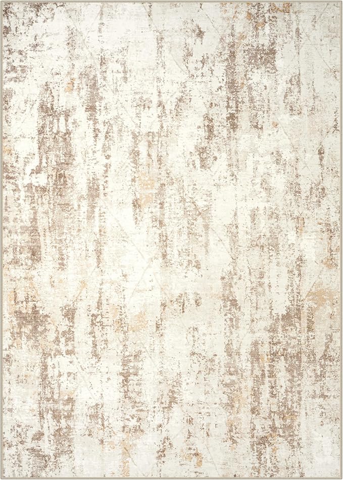 5x7 Area Rugs Washable Rug: Modern Abstract Living Room Rug Soft Anti-Skid Thin Carpet Indoor Floor Non-Shedding Carpets for Bedroom Dining Room Farmhouse Nursery Home Office - Beige Grey