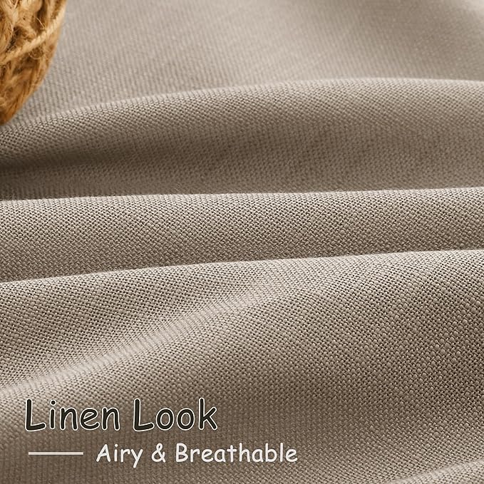 Nanspring Light Taupe Linen Curtains 63 Inches Length 2 Panels Set for Living Room Back Tab Pocket Light Filtering Semi Sheer Drapes Modern Farmhouse Cotton Linen Textured Window Curtain 52X63 Inch