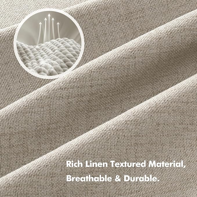 MIULEE 100% Blackout Linen Curtains for Bedroom, Stone Solid Luxury Decor Thermal Insulation Room Darkening Drapes for Living Room Nursery Back Tab Rod Pocket 42 x 90 Inches, 2 Panels