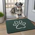 Smiry Dog Door Mat for Muddy Paws, Absorbent Dirt Trapper Non Slip Quick Dry Washable Chenille Mat for Mud Dogs, Entry Rug for Indoor and Outdoor (24x16 Inches, Green and White)