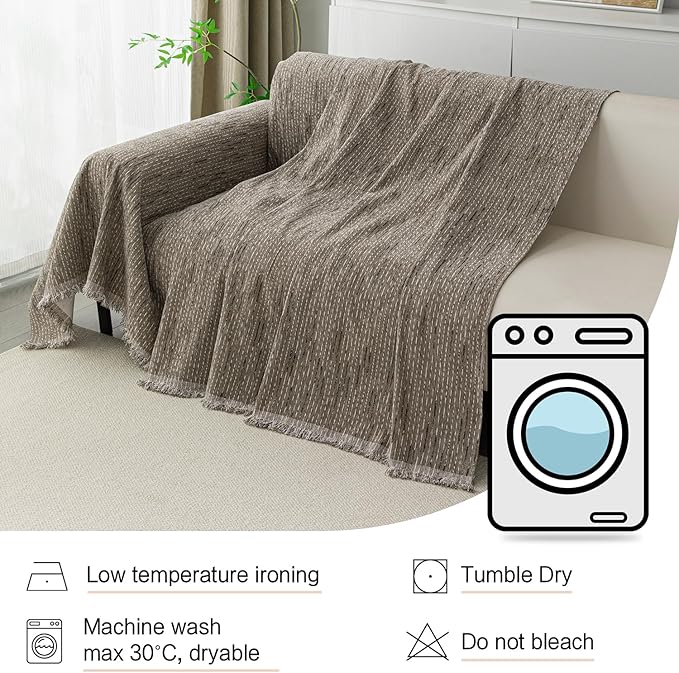 MYSKY HOME Couch Covers for 2 Cushion Couch Sofa, Chenille L Shape Sectional Couch Cover - Pet-Friendly, Machine Washable, Non-Slip Sofa Protector for Dogs, Kids, 71"x118", Sand