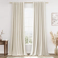 Guken 100% Blackout Linen Curtains 102 Inch Length 2 Panels Set for Living Room Bedroom Back Tab Thermal Insulated Black Out Drapes Room Darkening Room Darkening Farmhosue Window Curtains, 52x102