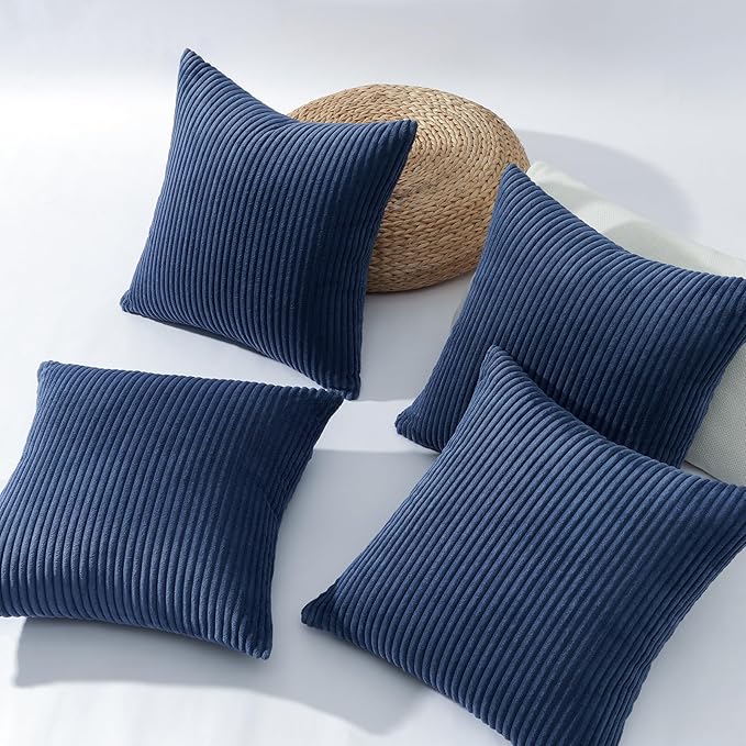 Topfinel Decorative Blue Throw Pillow Covers Cushion Cases, Set of 4 Soft Velvet Modern Double-Sided Designs, Mix and Match for Home Decor, Pillow Inserts Not Included (20x20 inch)