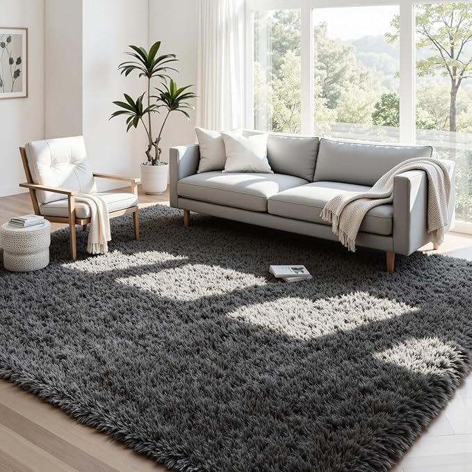 4x6 Area Rugs for Living Room Rug: Soft Fluffy Shag Gray Rugs for Bedroom, Non-Slip Large Fuzzy Plush Rug Indoor Floor Carpet for Nursery Kids Boys Girls Room, Dorms, Playroom, Modern Home Decor
