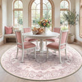 Area Rugs 7ft Washable Non-Slip, Floral Vintage Distress Print Pattern Medallion Carpet for Living Room Bedroom Dining Room, Pink Greypink Cute