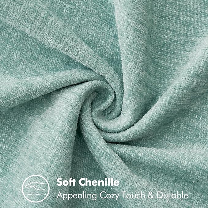 MIULEE Pack of 2 Couch Throw Pillow Covers Farmhouse Decorative Pillow Covers with Stitched Edge Soft Chenille Solid Dyed Pillow Covers for Sofa Bed Living Room 20x20 Inch Aqua Blue