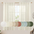 LAMIT Natural Semi Sheer Linen Curtains 60 Inch, Light Filtering Neutral Window Panels Farmhouse Boho Back Tab and Rod Pocket Drapes for Bedroom, Cream Ivory, 2 Panels, 52 x 60 Inch