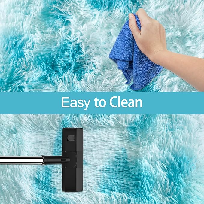 Tie-Dyed Sky Blue 3x10 Machine Washable Runner Rugs for Hallway Soft Fluffy Shaggy Bedside Rugs for Bedroom Living Room Indoor Floor Carpet for Kids Girls and Boys Nursery Rooms Home Decor Aesthetic