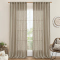 LAMIT 95 Inches Long Linen Curtains for Living Room, Back Tab and Rod Pocket Semi Sheer Curtains Light Filtering Farmhouse Drapes for Bedroom/Dining Room, Taupe, Set of 2, 52 x 95 Inch