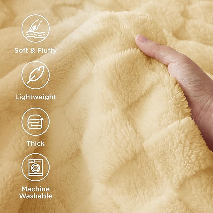 Bedsure GentleSoft Twin Blanket for Bed - Super Soft Cozy Blankets for Kids Girls, Cute Fuzzy Fleece Throws for Bedroom Couch, Light Yellow, 60x80 Inches