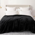 Exclusivo Mezcla Plush Fuzzy Fleece Bed Blanket Queen Size, Super Soft, Fluffy and Warm Blankets for Couch, Bed, All Season (Black, 90x90 inches)