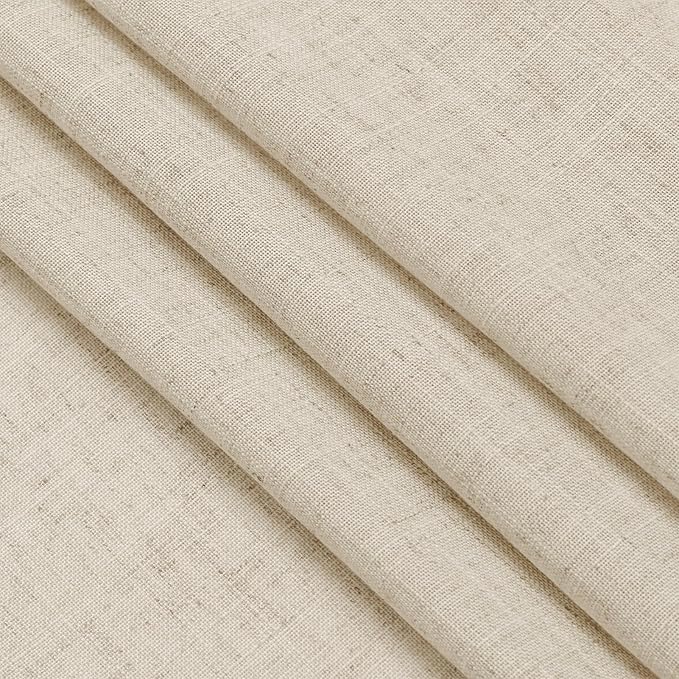 Beige Linen Curtains 80 inches Long for Loving Room Back Tab Light Filtering Privacy Sheer Curtains Rustic Farmhouse Bedroom Decor Cotton Textured Gauze Curtain 2 Panel Set 38x80