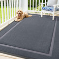 OLANLY Front Door Mat Indoor Outdoor Entrance, Waterproof All-Season, All-Weather Doormat, Sturdy Natural Rubber, Fade Resistant, Low Profile, Easy Clean Patio Porch Entryway Mat, 71x47, Light Grey