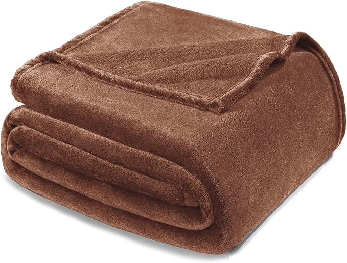 Exclusivo Mezcla Fleece Brown Throw Blanket for Couch, Sofa, Super Soft and Warm Blankets, All Season, Cozy, Plush, Lightweight, 50x60 Inches