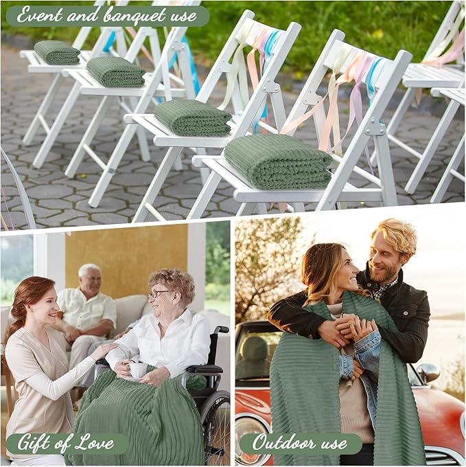 Buryeah 6 Pcs Flannel Throw Blanket Bulk 50 x 60 in Sleepover Blanket Outdoor Wedding Throw Lightweight, Oeko-tex Standard 100 Certified for Sofa Homeless Gifts (Olive Green)
