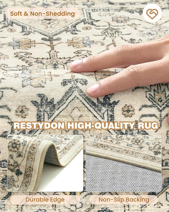 Kitchen Runner Rug Non Slip Washable 2.5x8, Soft Low Pile Entryway Rug Runners for Hallways,Carpet Runner for Living Room,Kitchen, Laundry, Bathroom(Brown/Beige,2.5'x8')