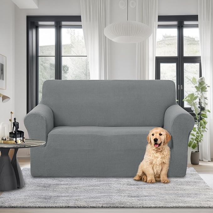 U-NICE HOME Loveseat Cover Stretch Couch Cover Sofa Cover Sofa Slipcover Furniture Protector for 3 Cushion Couch Sofa Pet Friendly(Loveseat, Grey)