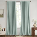 MIULEE 100% Blackout Linen Curtains for Bedroom, Seafoam Green Solid Luxury Decor Thermal Insulation Room Darkening Drapes for Living Room Nursery Back Tab Rod Pocket 42 x 96 Inches, 2 Panels