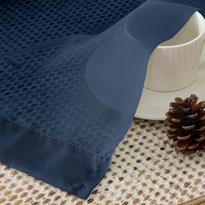 OVZME Navy Blue Sheer Curtains 78 Inches Long 2 Panels - Soft Light Filtering Window Sheer Panels for Living Room/Bedroom, Top Dual Rod Pocket, 1 Pair, Each 42Wx78L Inches