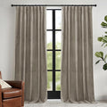 RYB HOME Taupe Velvet Curtains with Hook Tape, Back Tab Thermal Insulated Privacy Protect Decorative Drapes for Bedroom Home Office, W 52 x L 90 inches, 2 Panels Set