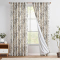 jinchan Floral Linen Lined Curtains for Living Room 84 Inches Long Farmhouse Printed Back Tab Drapes French Country Black Peony Patterned Bedroom Window Curtains Set 2 Panels