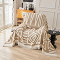 HANDONTIME Sofa Covers Armchair Boho Couch Cover for Dogs Khaki Throw Couch Cover with Tassel Chair Recliner Futon Cover Washable 1 Cushion Couch Non Slip Chenille Couch Protector, 71" X71"