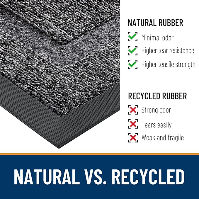 OLANLY Front Door Mat Indoor Outdoor Entrance, Waterproof All-Season, All-Weather Doormat, Sturdy Natural Rubber, Low Profile, Easy Clean Patio Porch Entryway Mat, 59x23, Black and White
