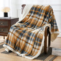 PU MEI Sherpa Blanket Twin Plaid Thick Bed Blanket, 60”*80” Super Soft Flannel Fuzzy Fleece Reversible Velvet Plush Warm Blanket for Couch (Blue Yellow Check)
