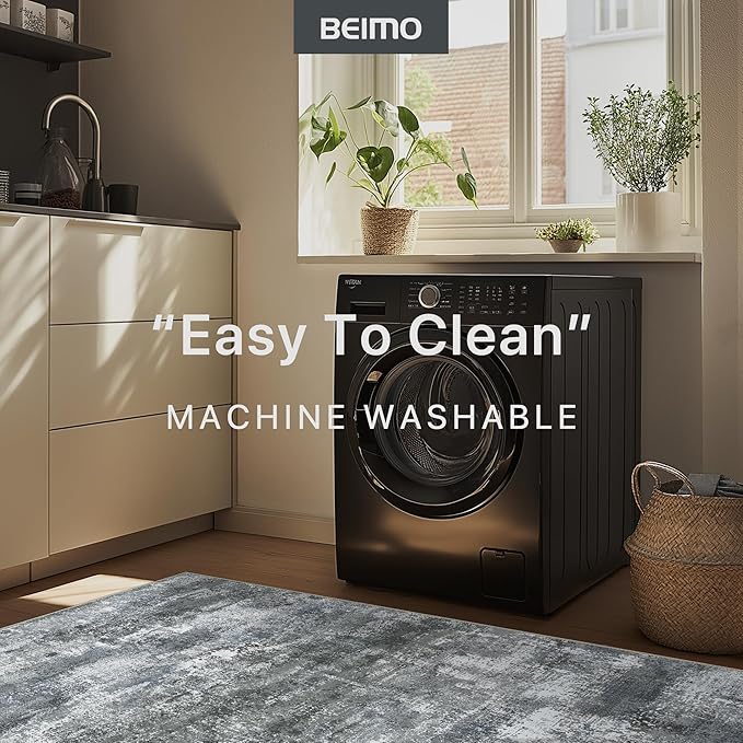BEIMO Area Rugs 6x9 for Living Room Bedroom, Modern Abstract Machine Washable Rug, Large Soft Low Pile Floor Carpet with Non Slip Backing for Dining Room, Silver Grey