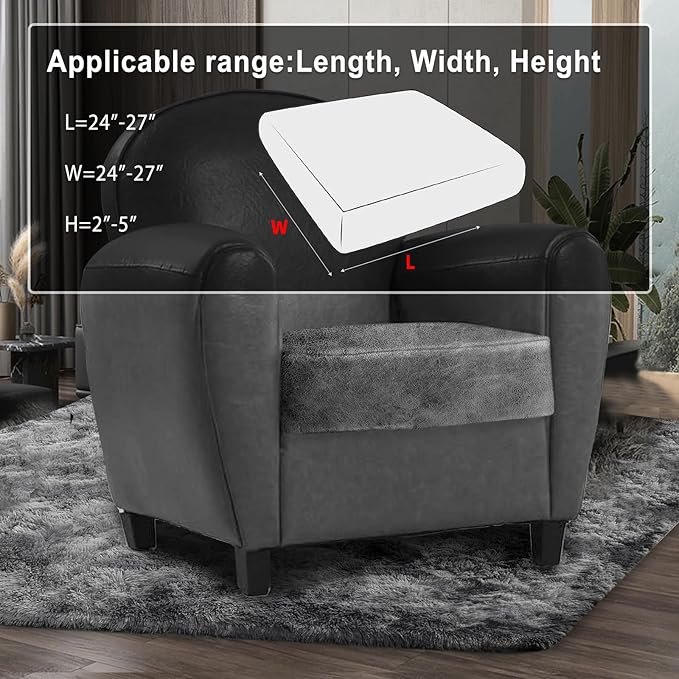 Leather Look Couch Cushion Covers Sofa Seat Slipcovers Sets Couches Furniture Protector for Sectional Armchair Loveseat Pets Kids Stretch Spandex Fabric (1 Cushion Armchair, Light Grey)
