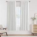 Guken White 100% Blackout Linen Curtains 52 Inch Wide by 66 Inch for Living Room Bedroom Back Tab Thermal Insulated Black Out Linen 2 Drapes Room Darkening Window Curtains