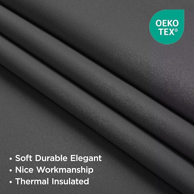 Joydeco Blackout Curtains 63 Inch Length 2 Panels Set, Thermal Insulated Long Curtains& Drapes 2 Burg, Room Darkening Grommet Drapes for Bedroom Living Room Window (Grey, W52 x L63 Inch)